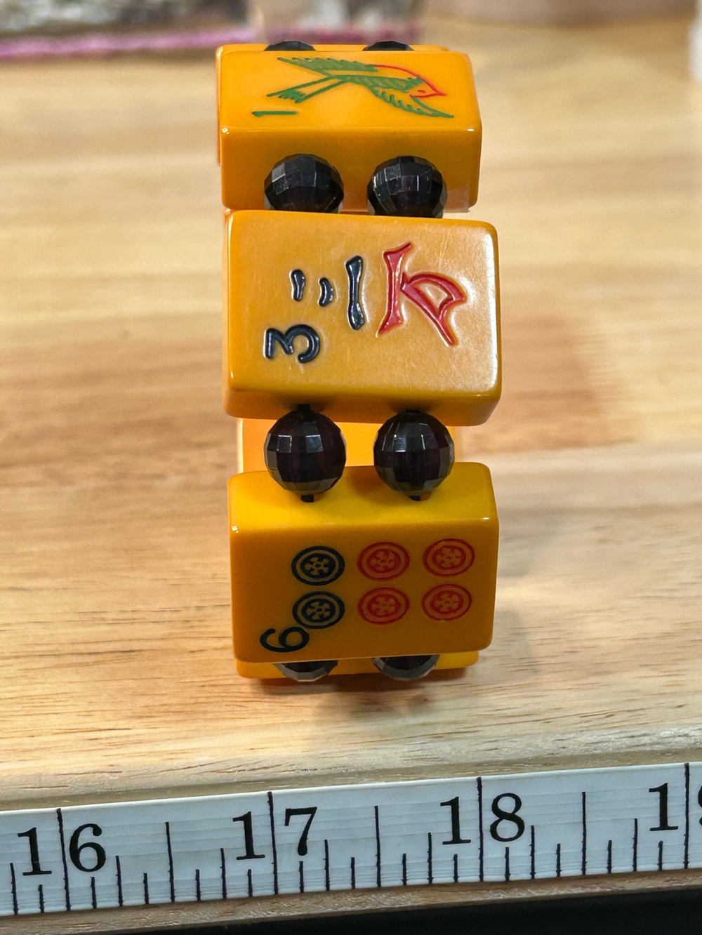 Antique Mahjong Butterscotch Bakelite Bracelet - Picture 4 of 11